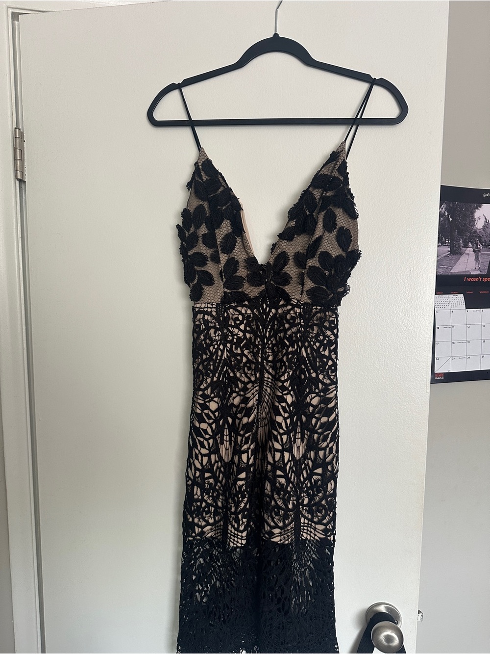Elegant Black Lace Overlay V-Neck Slip Dress